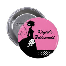 Silhouette-Braut-Brautparty-Brautjungfern-Knopf Buttons