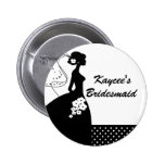 Silhouette-Braut-Brautparty-Brautjungfern-Knopf Buttons