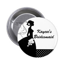 Silhouette-Braut-Brautparty-Brautjungfern-Knopf Buttons