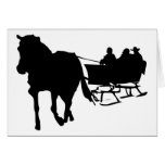 Silhouette der Sleigh-Fahrt im Winter Grußkarte