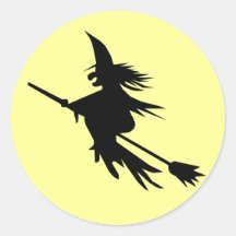 Silhouette-Fliegen-Hexe-Halloween-Aufkleber