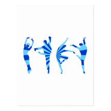 Silhouette tanzende Männer dancing men Postkarten
