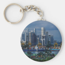 Singapur-Skyline mit Tanjong Containerhafen, Sünde Schlüsselband