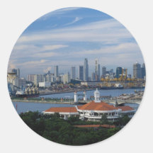 Singapur-Skyline von Sentosa Insel, Singapur Runde Sticker