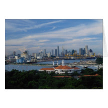 Singapur-Skyline von Sentosa Insel, Singapur Grußkarte