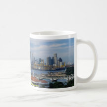 Singapur-Skyline von Sentosa Insel, Singapur Kaffee Tassen