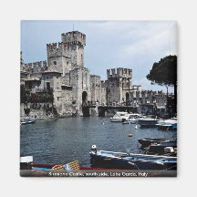 Sirmione Schloss, Südseite, See Garda, Italien Kühlschrankmagnete