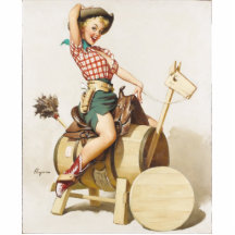 Sitzender hübscher WesternPin herauf Mädchen ~ Ret Acrylausschnitte