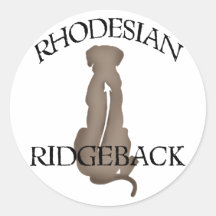 Sitzendes Rhodesian Ridgeback mit Text Runde Aufkleber