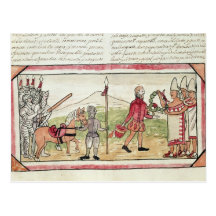 Sitzung von Hernando Cortes und von Montezuma Postkarten