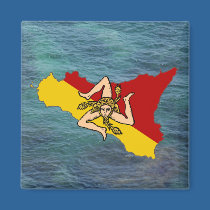 Sizilien-Flagge u. Insel-Magnet magnete