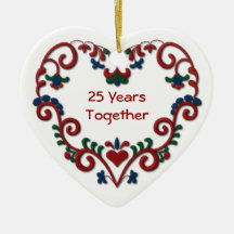 Skandinavisches Herz 25 Jahre zusammen Ornamente