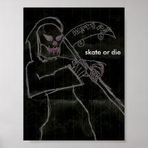 Skate oder sterben im Schwarzen Plakat
