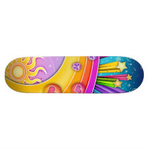 Skateboard - Retro Pop-Kunst-Sechziger-Himmel Personalisierte Skateboards