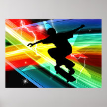 Skateboardfahrer in Criss Querblitz Plakate