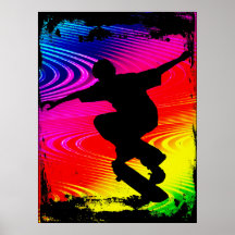 Skateboarding auf Regenbogen-Schmutz Plakatdruck