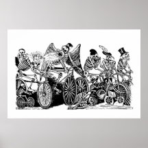 Skeleton Cyclists by José Guadalupe Posada Posters