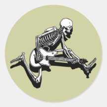 Skeleton Gitarrist springen Runde Aufkleber