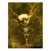 Skeleton Mann-Postkarte durch Odilon Redon