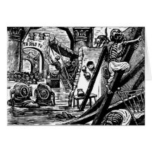 Skeleton Piraten circa 1951 Karten