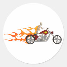 Skeleton Radfahrer u. Flammen: Sticker