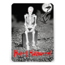 Skelett auf Grabstein-Halloween-Party-Einladung