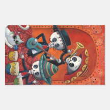 Skelett-Band Dia de Muertos Musical Rechteckige Aufkleber