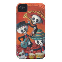 Skelett-Band Dia de Muertos Musical iPhone 4 Hüllen