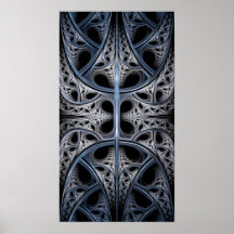Skelettartige Hall-Fraktalkunst Plakatdruck