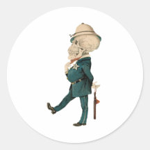 Skelettartiger Offizier Runde Sticker