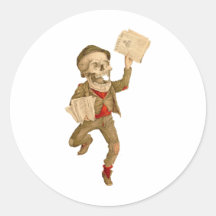 Skelettartiger Paperboy Runde Aufkleber