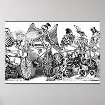 Skelette auf Fahrrädern, Mexiko Plakatdruck