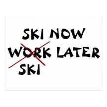 Ski fahren jetzt später Ski Postkarte