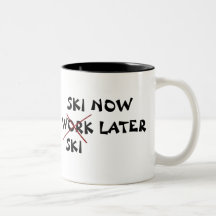 Ski fahren jetzt später Ski Tasse
