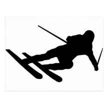 Ski fahrender abschüssiger Skifahrer des Skis Postkarte