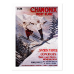 Ski fahrendes förderndes Plakat Postkarte