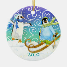 Skifahren-Pinguin-Familien-kundenspezifische Weihn Weihnachtsbaum Ornamente