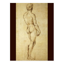 Skizze von Michelangelos David-Statue durch RAPHAE Postkarte