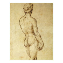 Skizze von Michelangelos David-Statue durch RAPHAE Postkarten