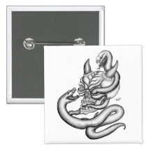 Skull - devil heads with snake anstecknadelbuttons