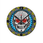 Skull Flowers Wanduhren
