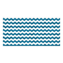 Sky blue glitter chevrons custom photo card