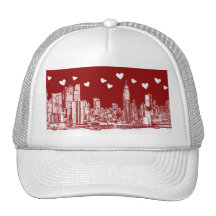 Skyline des Valentinsgrußes NYC Retrokultcap