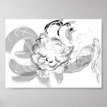 Sleeping cat in gray posters