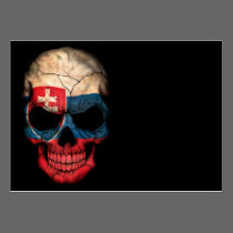 Slovakian Flag Skull on Black visitenkarten