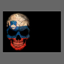 Slovenian Flag Skull on Black visitenkarten