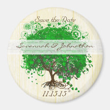 Smaragdherz-Blatt-Baum-Save the Date Magneten