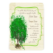 Smaragdherz-Blatt-Baum-Scheunen-hölzerne Hochzeit Individuelle Einladung