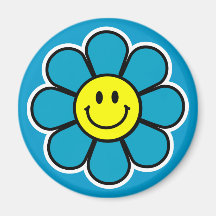 Smiley-Blumen-Magnet (blau)