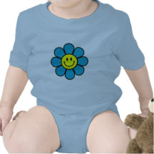 Smiley-Blumen-Säuglings-Strampler (blau)